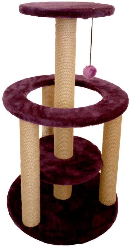 Комплекс круглый с полкой мех однотонный джут 50*50*93см