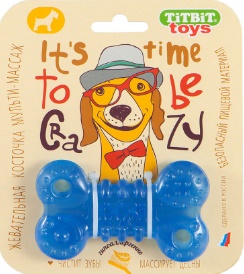 Игрушка жевательная Косточка 10см (голубой)