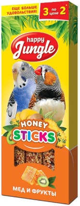 HAPPY JUNGLE Палочки д/птиц мед+фрукты 3 шт.
