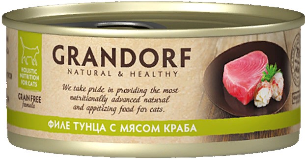 Грандорф конс. д/кошек Филе тунца/краб 70г