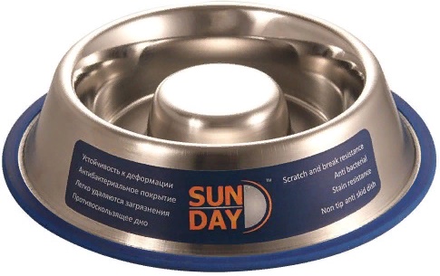 Миска 311129D металлическая на резинке Slow Feed, SUNDAY, 0,60л
