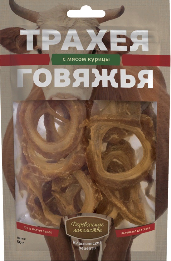 Деревенские лак-ва д/собак Трахея говяжья с мясом курицы 50г