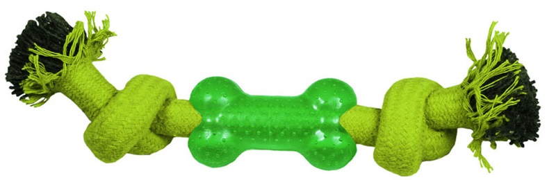 Игрушка для собак "Веревка-канат, 2 узла и кость", 240мм