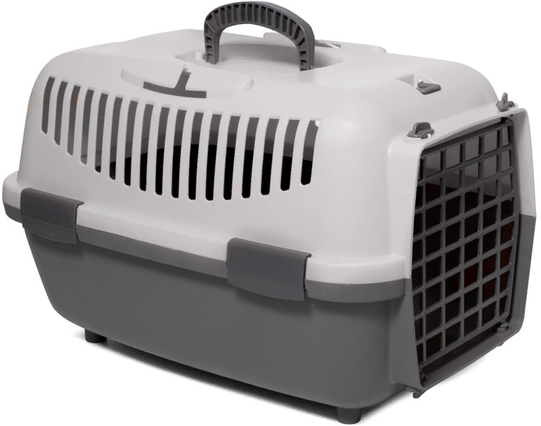 Переноска для животных  с пластиковой дверцей S, серая, 480*320*320мм