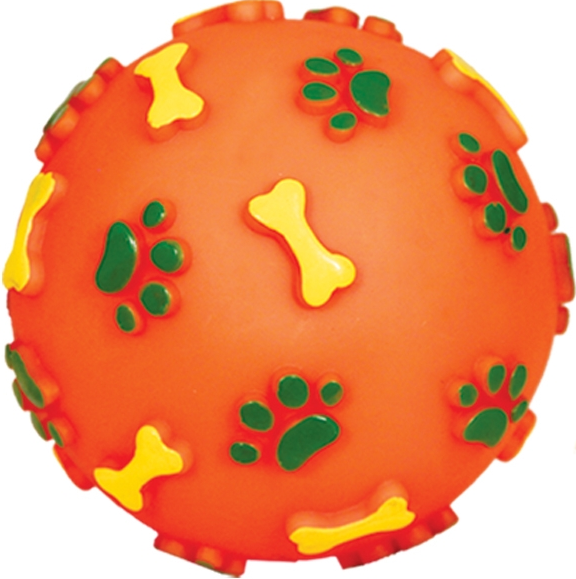 Игрушка для собак из винила "Мяч с лапками и косточками", d80мм
