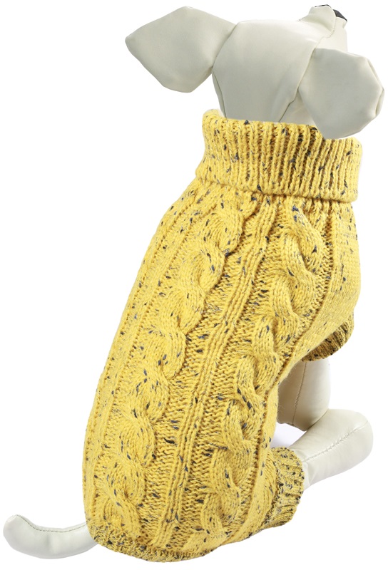 Свитер "Косички" S, горчичный, размер 25см