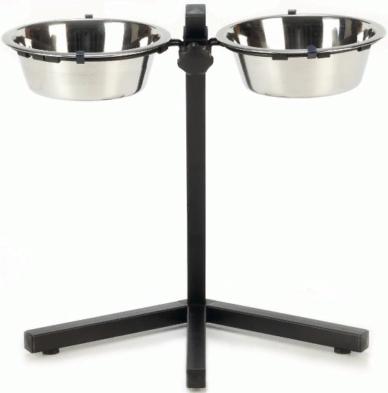 Beeztees 653581 Подставка регулируемая угловая с 2-мя стальными мисками 13см