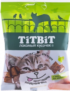 Хрустящие подушечки для кошек с паштетом из индейки 30г