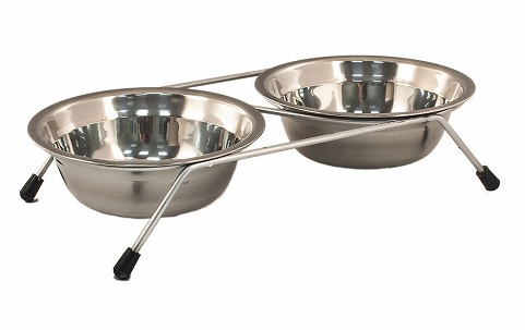 Кормушка металл. напольная ЧИП, стальная, нерж. миски 2*0,35л, D14см