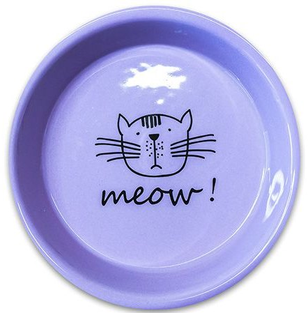 Миска Mr.Kranch керамическая для кошек MEOW! 200 мл сиреневая