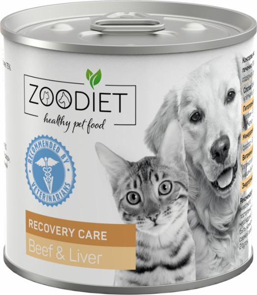 Zoodiet Recovery Говядина и печень для собак и кошек (восстановительный уход), 240 г