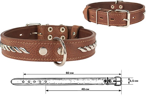 Ошейник 2-х слойный 35мм 58-70см украшенный "Бюргер"