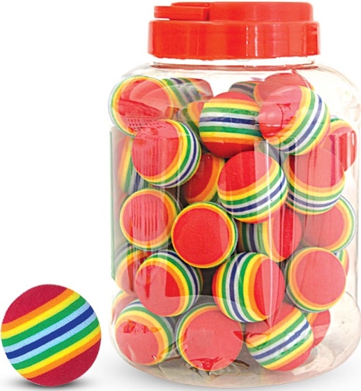 Игрушка для кошек "Мячик полосатый", красный, ⌀35мм 1шт