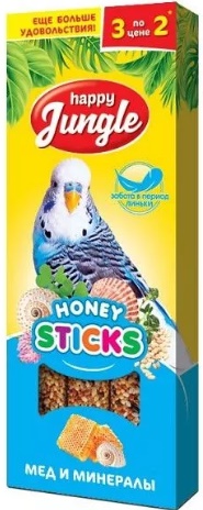 HAPPY JUNGLE Палочки д/птиц мед и минералы 3шт