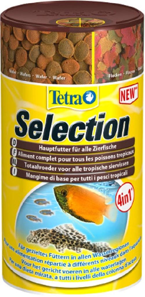 TetraSelection корм 4 вида для всех видов рыб хлопья/чипсы/гранулы 100мл