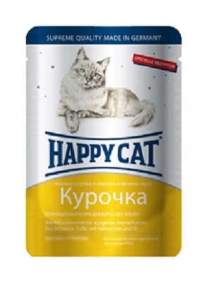 Хэппи Кэт пауч Курочка ломтики в соусе 100г