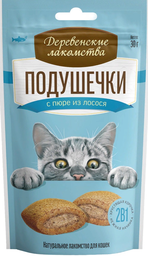 Деревенские лак-ва д/к Подушечки с пюре из лосося, 30г