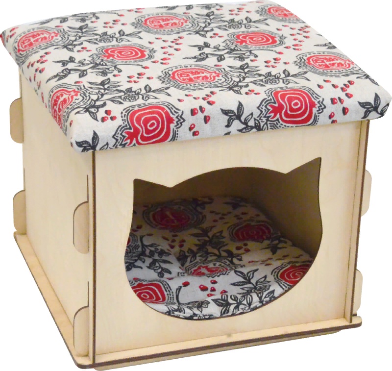 Комплекс Куб с крышкой фанера+лён 34*34*30 см