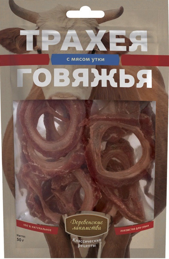 Деревенские лак-ва д/собак Трахея говяжья с мясом утки 50г