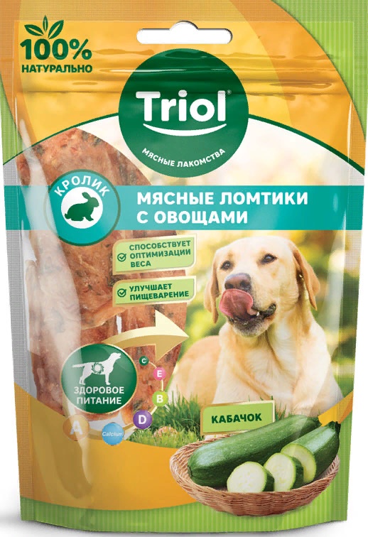 Мясные ломтики из кролика с кабачком для собак, 70г