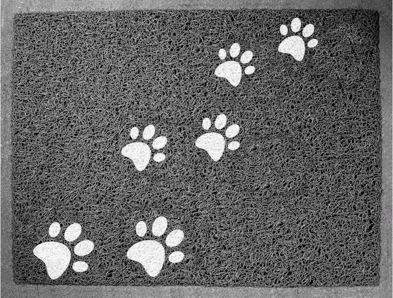 Коврик для кошачьего туалета прямоугольный "Лапки", серый, 600*400мм