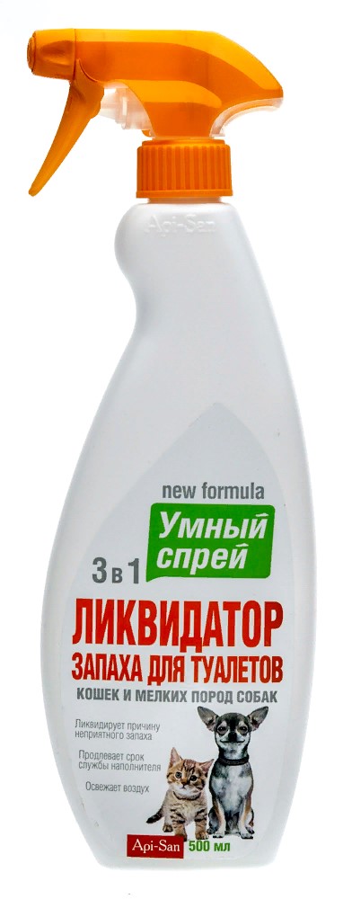 Умный спрей Ликвидатор запаха д/туалета кош/соб 500мл