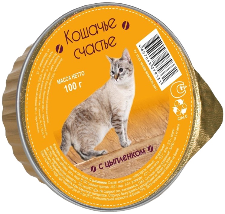Кошачье Счастье ламистер для кошек с цыпленком 100г