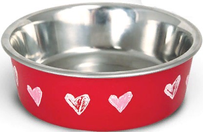 Миска металлическая на резинке "Сердца", 0,25л