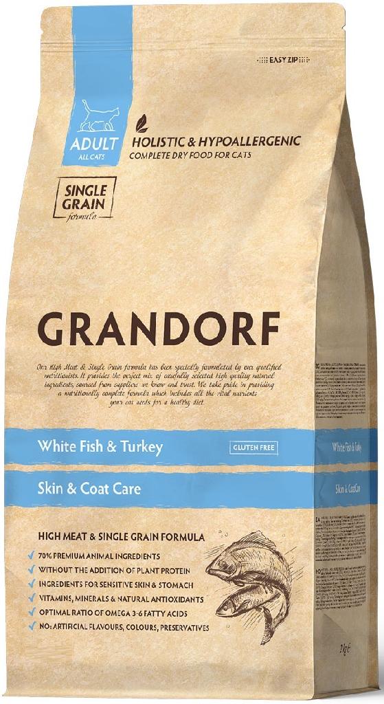 GRANDORF Белая рыба с индейкой для кошек забота о коже и шерсти*