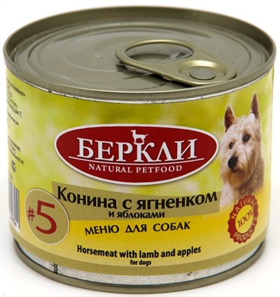 Беркли консервы для собак №5 Конина с ягненком и яблоками 200г