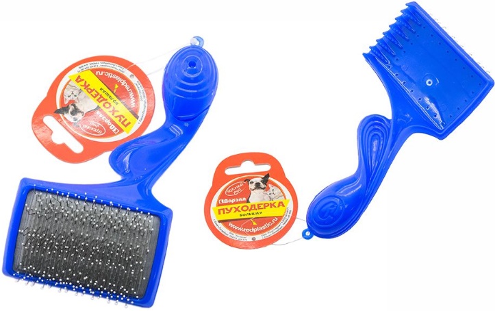 Пуходерка пластмас. с каплей 3-рядная большая с фигурной ручкой (6*9см) 19*9*5см