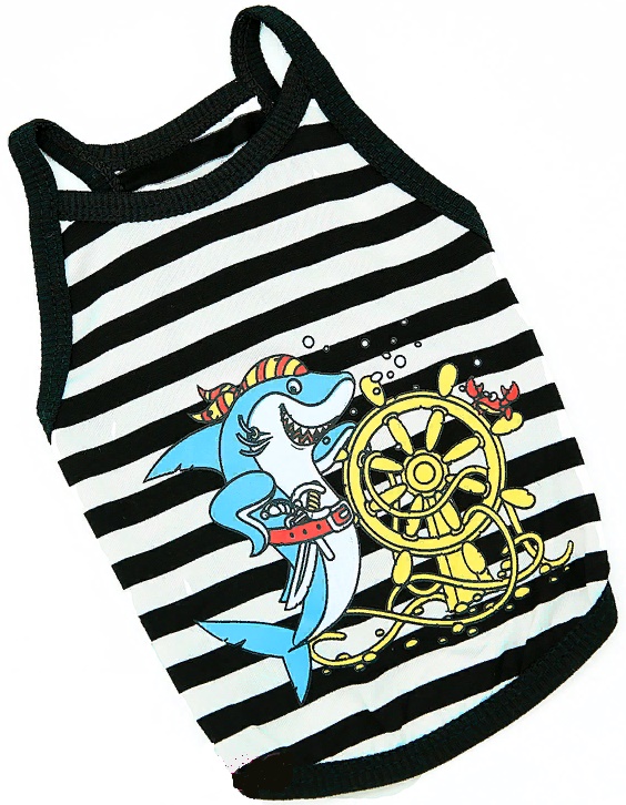 Майка "Акула Пират" черно/белая