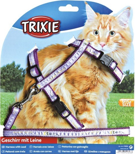 Шлейка с поводком для крупных кошек,  34-57см/13мм