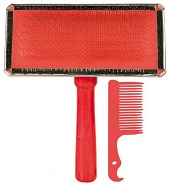 Щетка-пуходерка мягкая с дерев. ручкой + расческа 14х11,5см