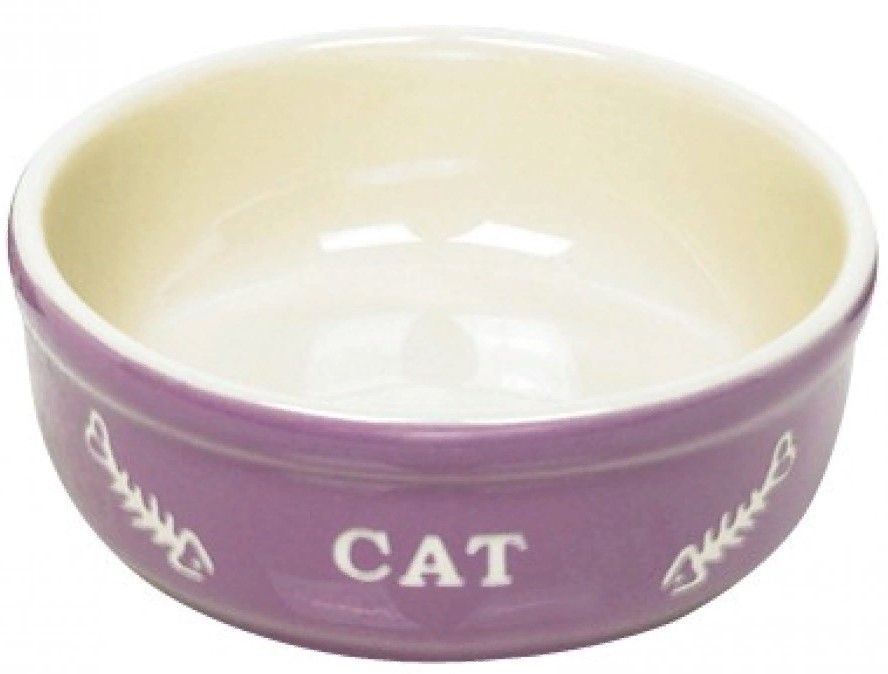 Миска керамика фиолетовая с рисунком CAT 13,5x5см