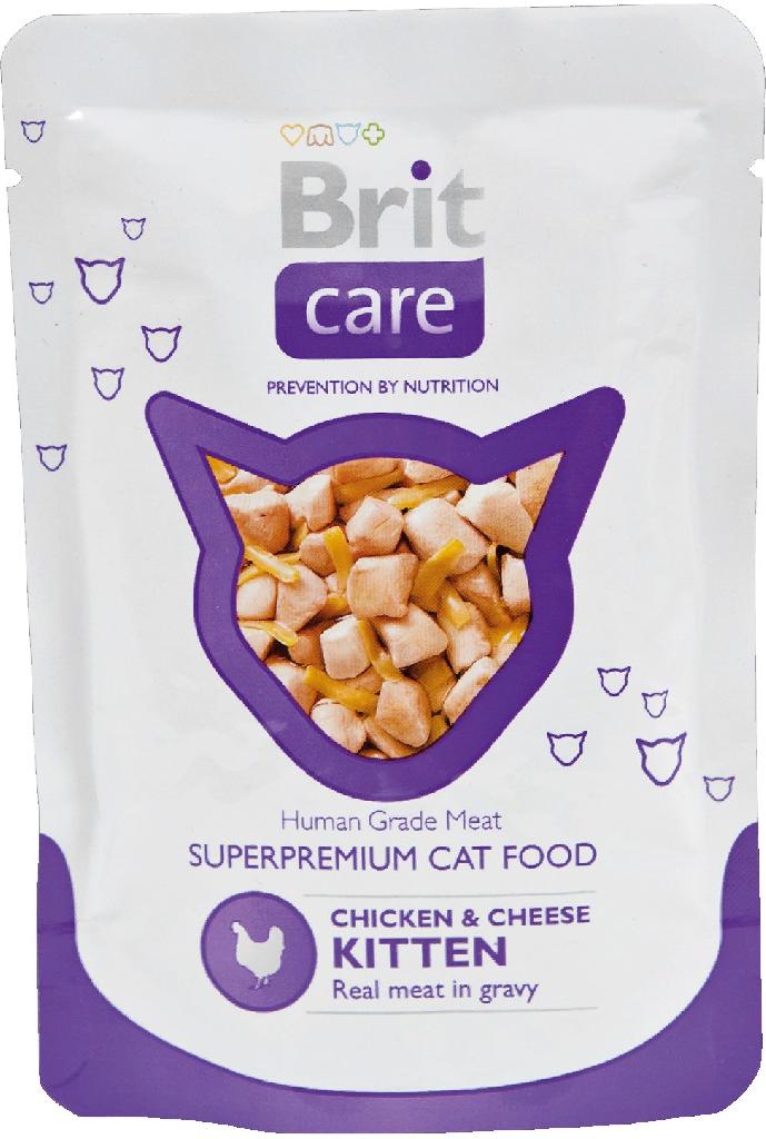 Brit пауч для котят "Курица и сыр" 80г