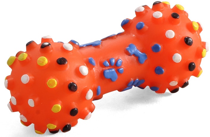 Игрушка для собак из винила "Гантель с шипами", 105мм