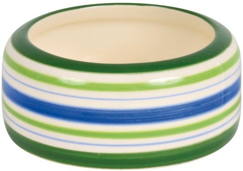 Миска керамическая для грызунов, зелёные полоски 200мл/11см