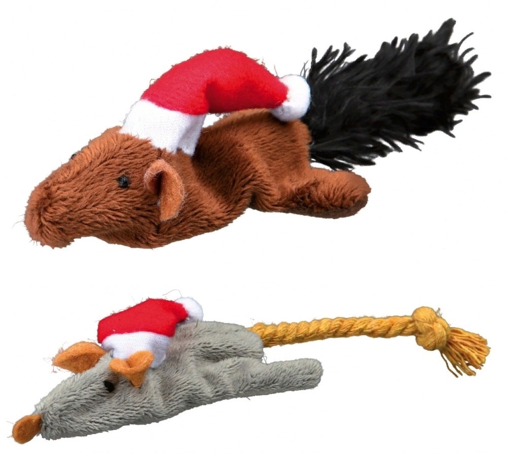 Игрушка для кошек "Мышка и белочка", 2шт 14-17см