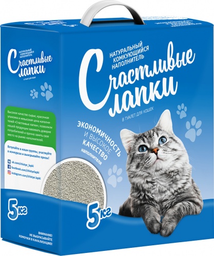 Наполнитель Счастливые Лапки д/кошек комк. 5кг