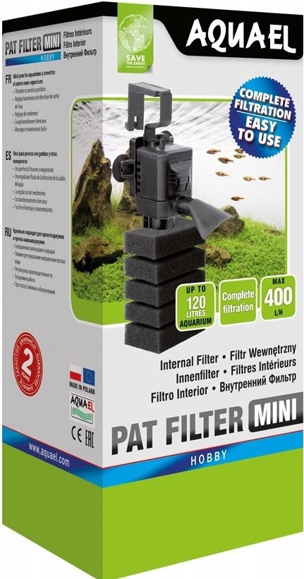 Фильтр внутренний AQUAEL Pat-Mini 4w, 400л/ч, 10-120л