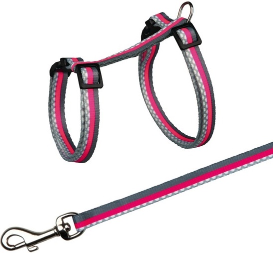 Шлейка с поводком для кошки Freshline Spot, нейлон, 27–45см/10мм, 1,20м
