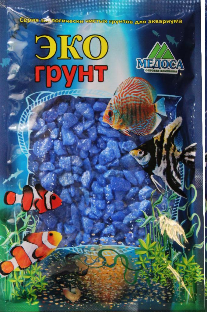 Цветная мраморная крошка 5-10 мм ГОЛУБАЯ (блестящая) 1кг
