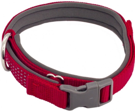 Ошейник нейлон Премиум светоотражающий 15мм*26/40см красный