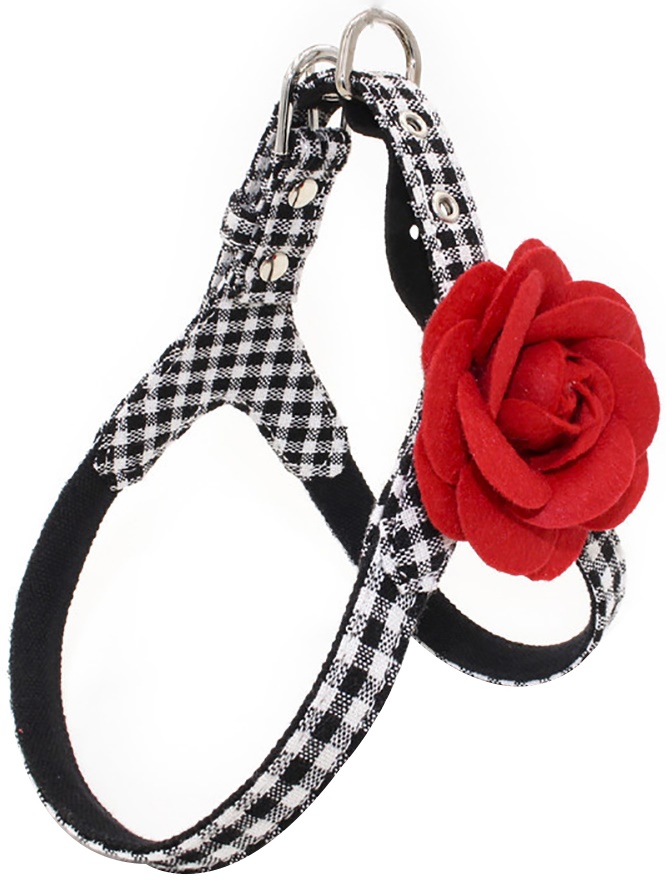 Шлейка для собак черная с цветком