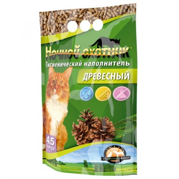 Наполнитель Ночной охотник Древесный 4,5л
