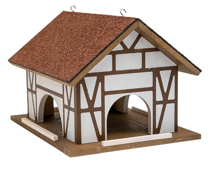 Кормушка д/птиц, "Тироль", уличная, подвесная (массив хвойных пород, петрофлекс) 30х21,5хh21,5см