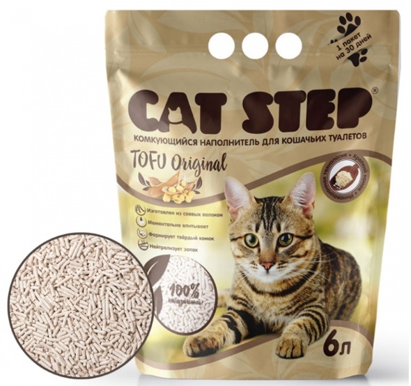 Наполнитель CAT STEP комкующийся растительный Tofu Original 12л