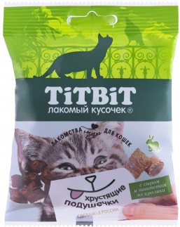 Хрустящие подушечки для кошек с сыром и паштетом из кролика 30г