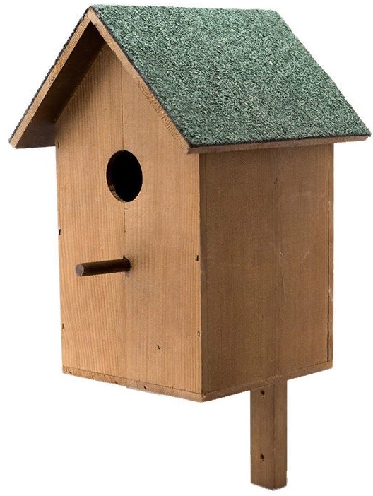 Скворечник с двускат.крышей,малый,т.корич.(массив дерев.,петрофлекс) 18,5*19*38см